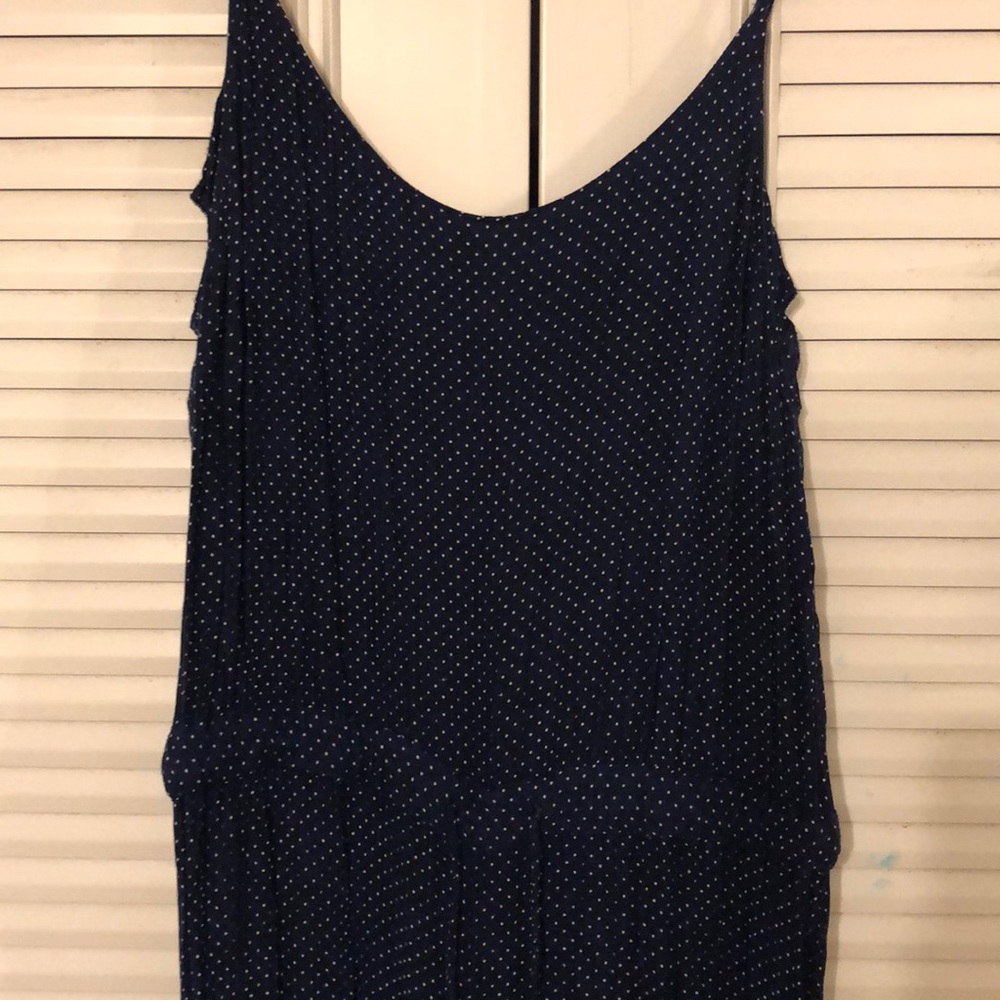 Navy polka dotted jumpsuit
